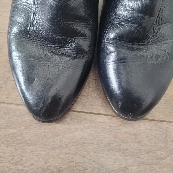 Vintage 80's black genuine leather mid calf boots Size 7 - Picture 12 of 16